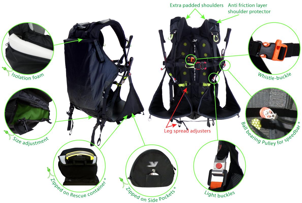 APCO Split-Leg-Paramotor-Gurtzeug niedrige Aufhängung – Bild 2 von 5
